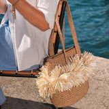 Terra Pompom Tote with Long Handles