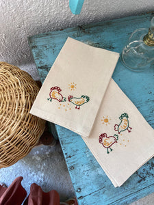Bamboulini x Ovasofra Napkin with Chickens Embroidery
