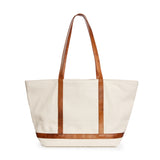 Maxi Cosima Canvas Tote Off White/Tobacco