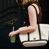 Cosima Canvas Tote Off White/Chocolate