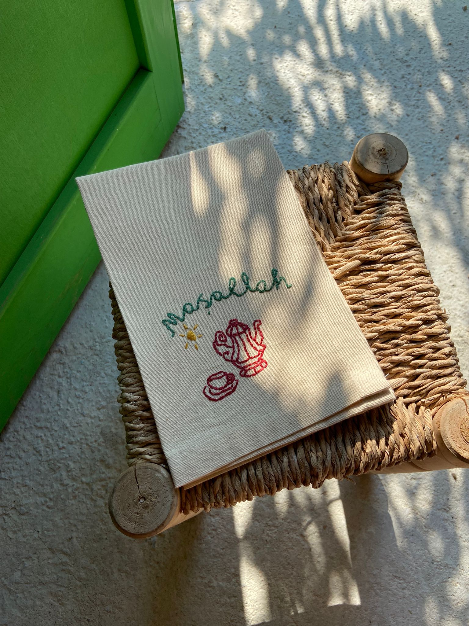 Bamboulini x Ovasofra Napkin with Maşallah Embroidery