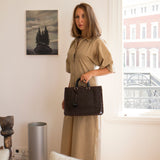 Lucia Bag with Dark Brown Handwoven Leather