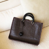 Lucia Bag with Dark Brown Handwoven Leather