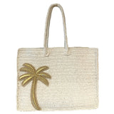 Terra Large Tote with Handwoven Gold Palm Embroidery