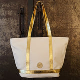 Cosima Canvas Tote Off White/Gold