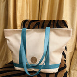 Cosima Canvas Tote Off White/Turquoise