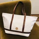 Maxi Cosima Canvas Tote Off White/Chocolate
