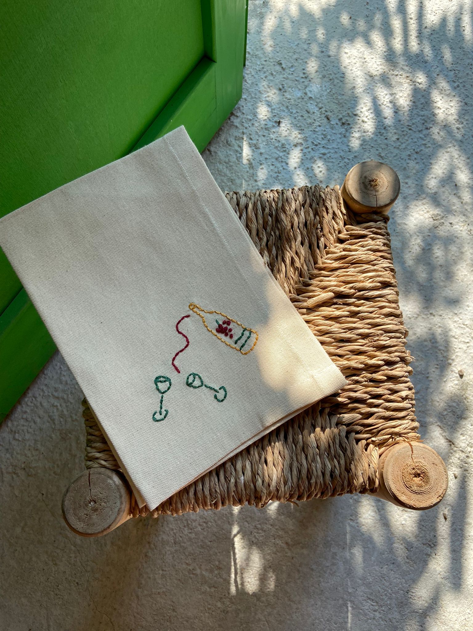 Bamboulini x Ovasofra Napkin with Wine Embroidery
