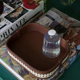 Fey Tray with Leather/Rattan