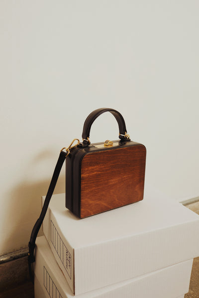 Luna mini Box in Walnut Wood and Leather