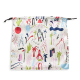 Large Raffia Tote with Hand Embroidered Rainbow